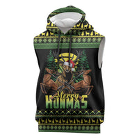Merry Hunmas Sleeveless Hoodie Hunter Deer Santa Hat - Wonder Print Shop