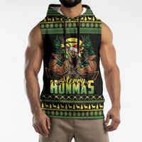 Merry Hunmas Sleeveless Hoodie Hunter Deer Santa Hat - Wonder Print Shop