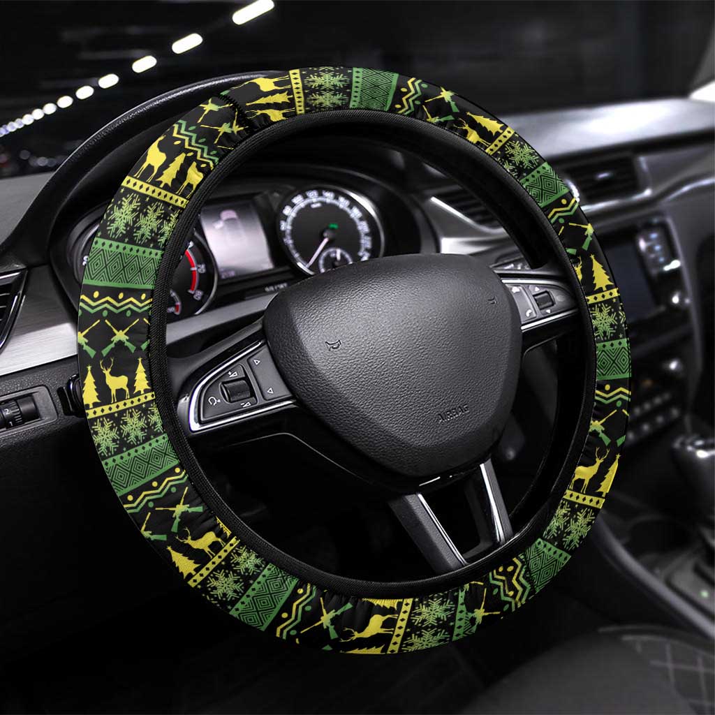 Merry Hunmas Steering Wheel Cover Hunter Deer Santa Hat - Wonder Print Shop