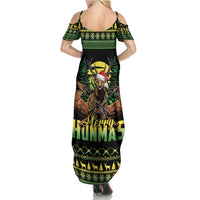 Merry Hunmas Summer Maxi Dress Hunter Deer Santa Hat - Wonder Print Shop