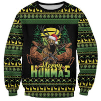 Merry Hunmas Sweatshirt Hunter Deer Santa Hat - Wonder Print Shop