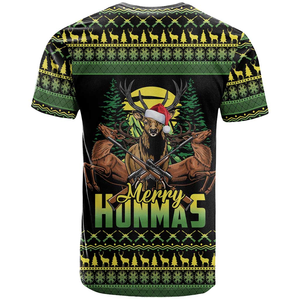 Merry Hunmas T Shirt Hunter Deer Santa Hat - Wonder Print Shop
