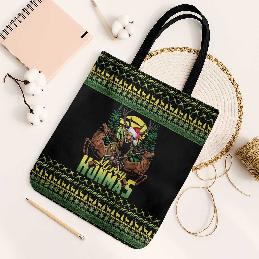 Merry Hunmas Tote Bag Hunter Deer Santa Hat - Wonder Print Shop