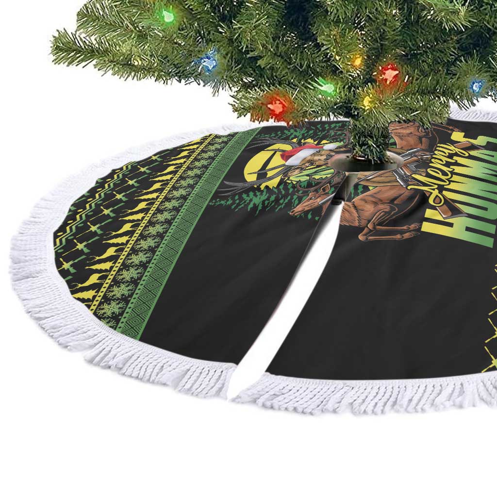 Merry Hunmas Tree Skirt Hunter Deer Santa Hat - Wonder Print Shop