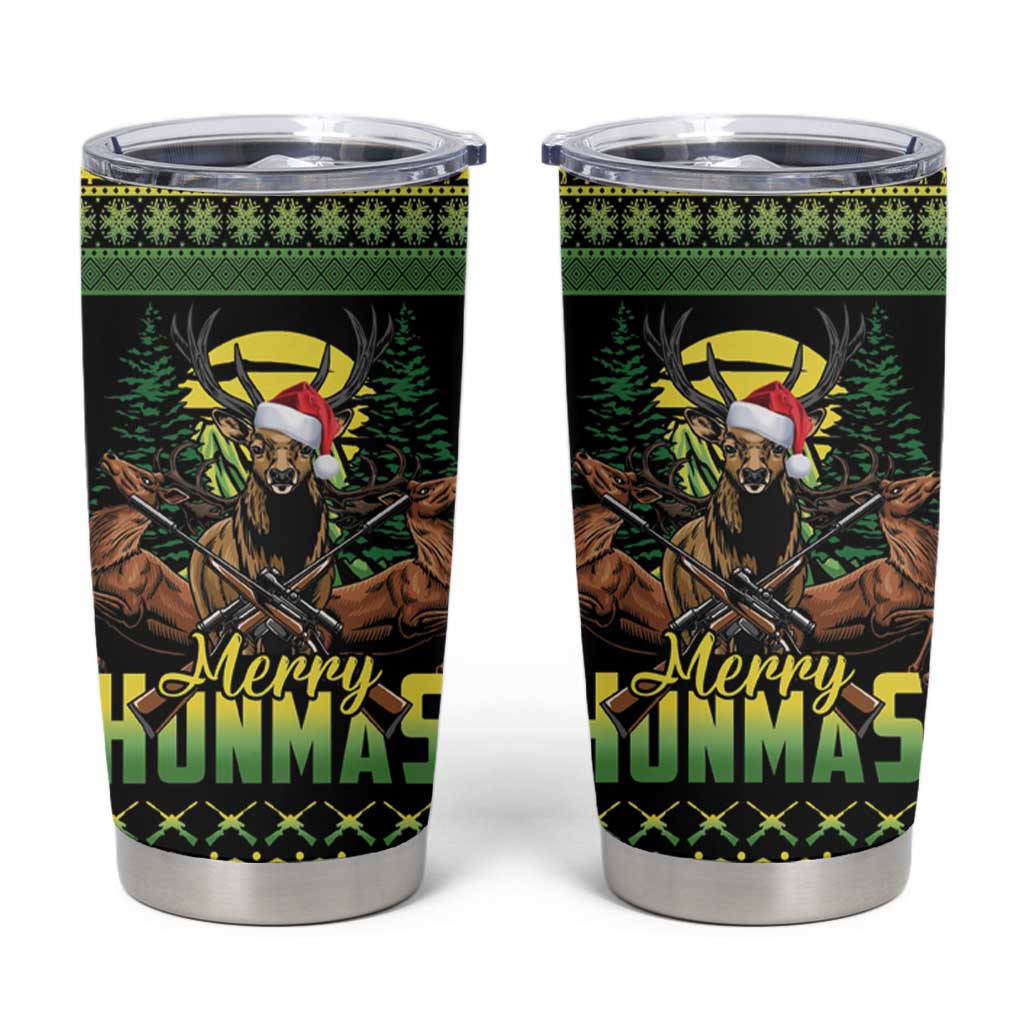 Merry Hunmas Tumbler Cup Hunter Deer Santa Hat - Wonder Print Shop