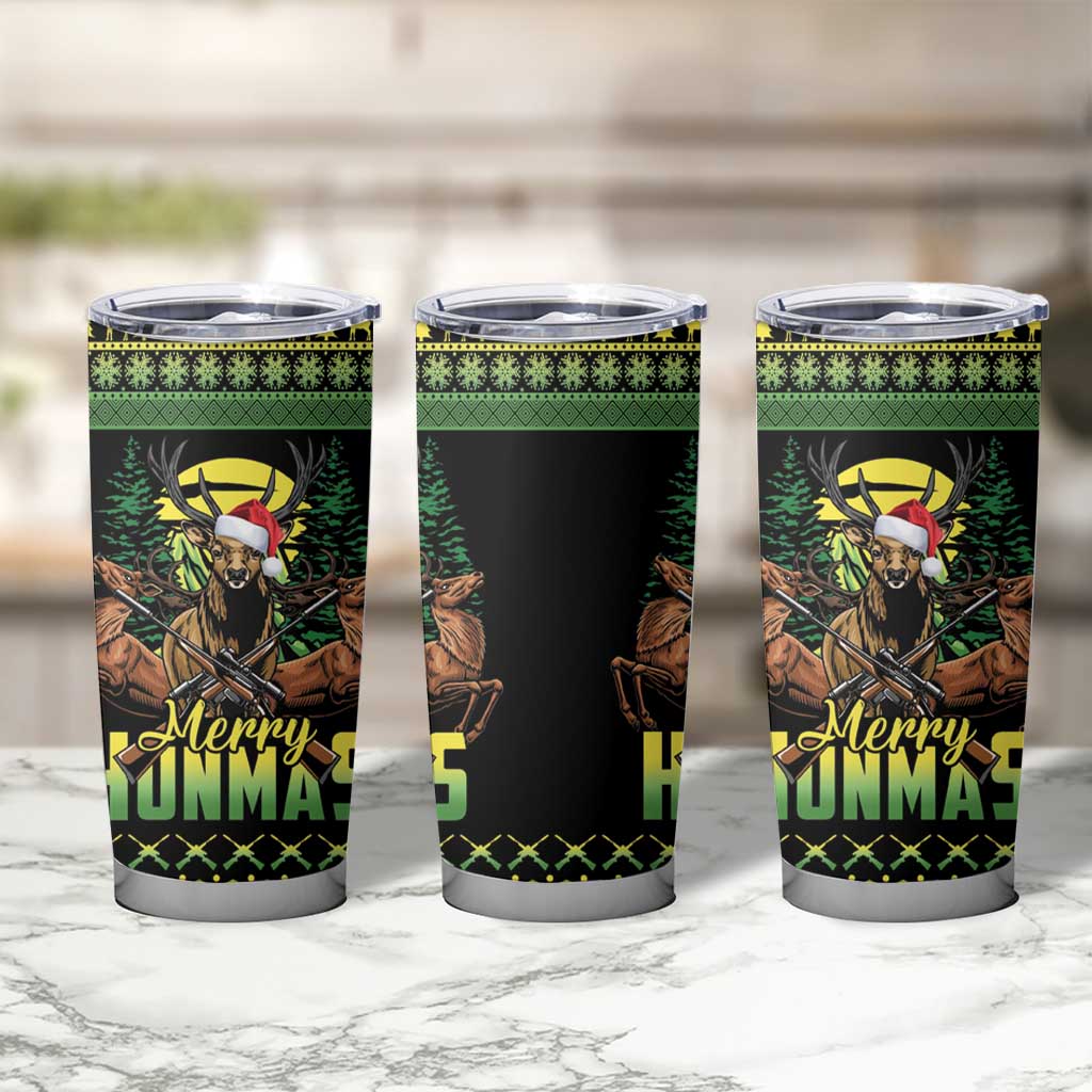 Merry Hunmas Tumbler Cup Hunter Deer Santa Hat - Wonder Print Shop