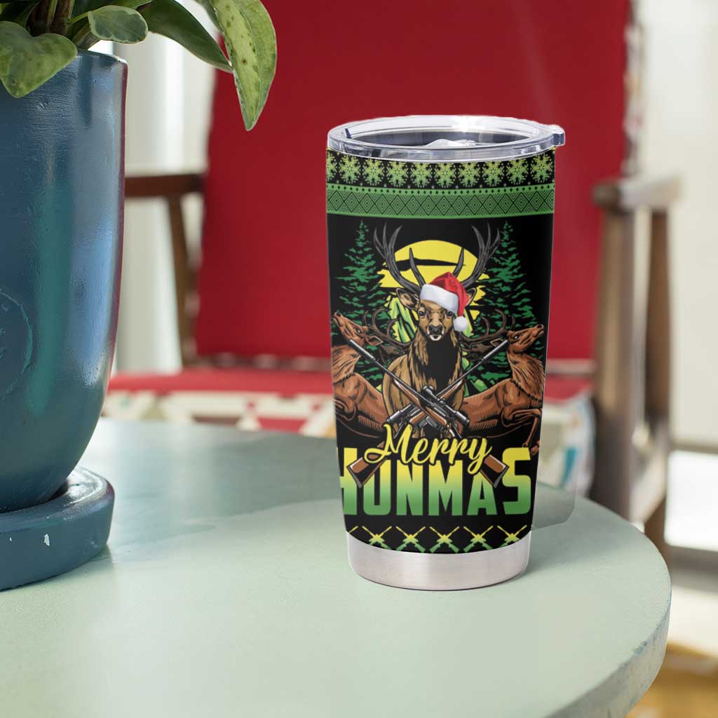 Merry Hunmas Tumbler Cup Hunter Deer Santa Hat - Wonder Print Shop