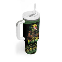 Merry Hunmas Tumbler With Handle Hunter Deer Santa Hat - Wonder Print Shop