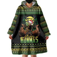 Merry Hunmas Wearable Blanket Hoodie Hunter Deer Santa Hat - Wonder Print Shop