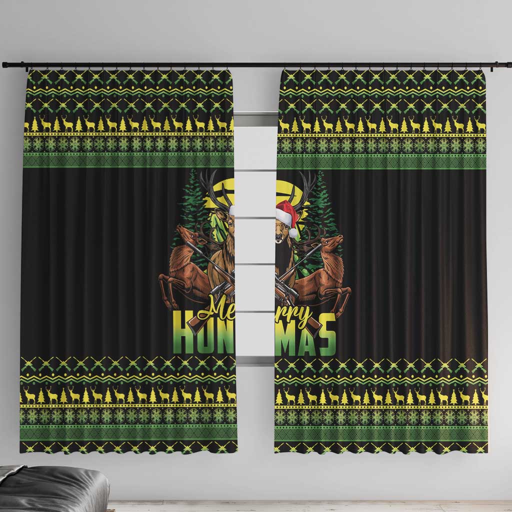Merry Hunmas Window Curtain Hunter Deer Santa Hat - Wonder Print Shop