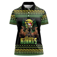 Merry Hunmas Women Polo Shirt Hunter Deer Santa Hat - Wonder Print Shop