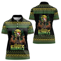 Merry Hunmas Women Polo Shirt Hunter Deer Santa Hat - Wonder Print Shop