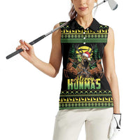Merry Hunmas Women Sleeveless Polo Shirt Hunter Deer Santa Hat - Wonder Print Shop