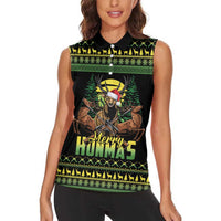 Merry Hunmas Women Sleeveless Polo Shirt Hunter Deer Santa Hat - Wonder Print Shop