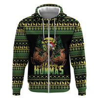 Merry Hunmas Zip Hoodie Hunter Deer Santa Hat - Wonder Print Shop