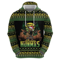 Merry Hunmas Zip Hoodie Hunter Deer Santa Hat - Wonder Print Shop