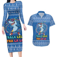 Brainrot Tralalero Tralala Shark Couples Matching Long Sleeve Bodycon Dress and Hawaiian Shirt Christmas Funny - Wonder Print Shop