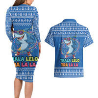 Brainrot Tralalero Tralala Shark Couples Matching Long Sleeve Bodycon Dress and Hawaiian Shirt Christmas Funny - Wonder Print Shop