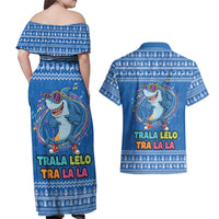 Brainrot Tralalero Tralala Shark Couples Matching Off Shoulder Maxi Dress and Hawaiian Shirt Christmas Funny - Wonder Print Shop