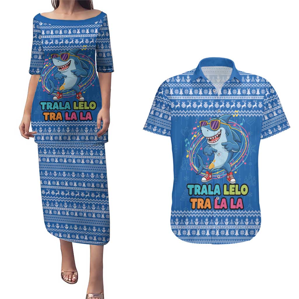 Brainrot Tralalero Tralala Shark Couples Matching Puletasi and Hawaiian Shirt Christmas Funny - Wonder Print Shop