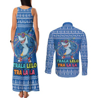 Brainrot Tralalero Tralala Shark Couples Matching Tank Maxi Dress and Long Sleeve Button Shirt Christmas Funny - Wonder Print Shop