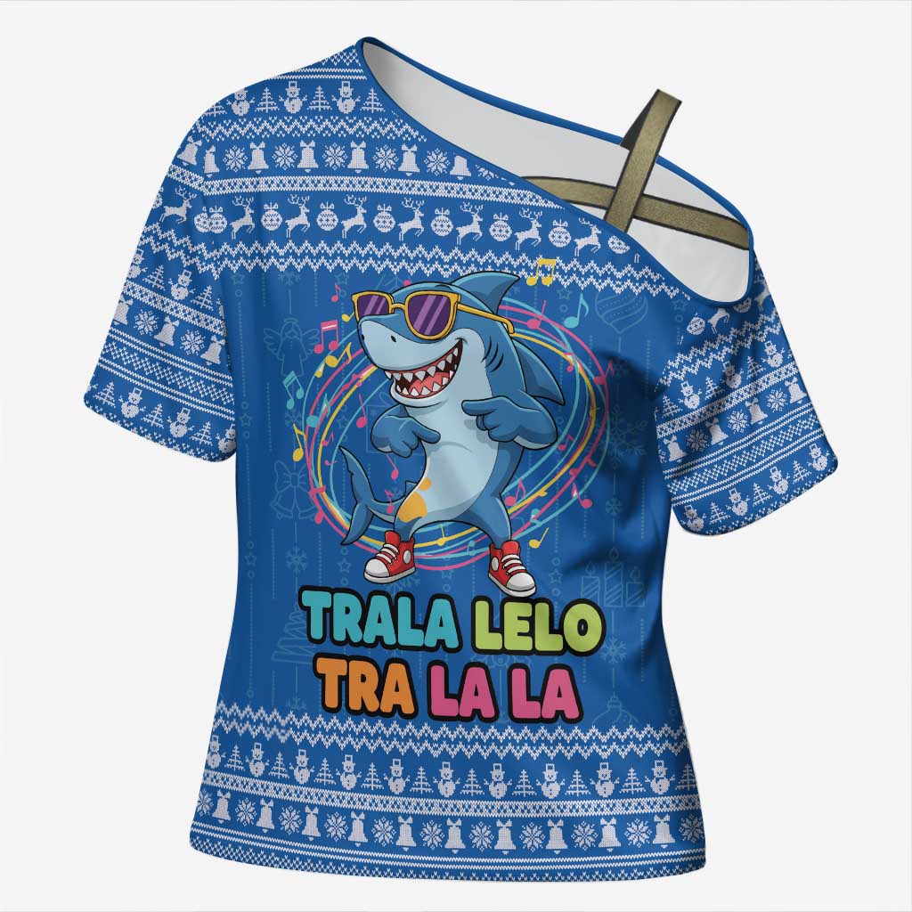 Brainrot Tralalero Tralala Shark Cross Shoulder Shirt Christmas Funny - Wonder Print Shop