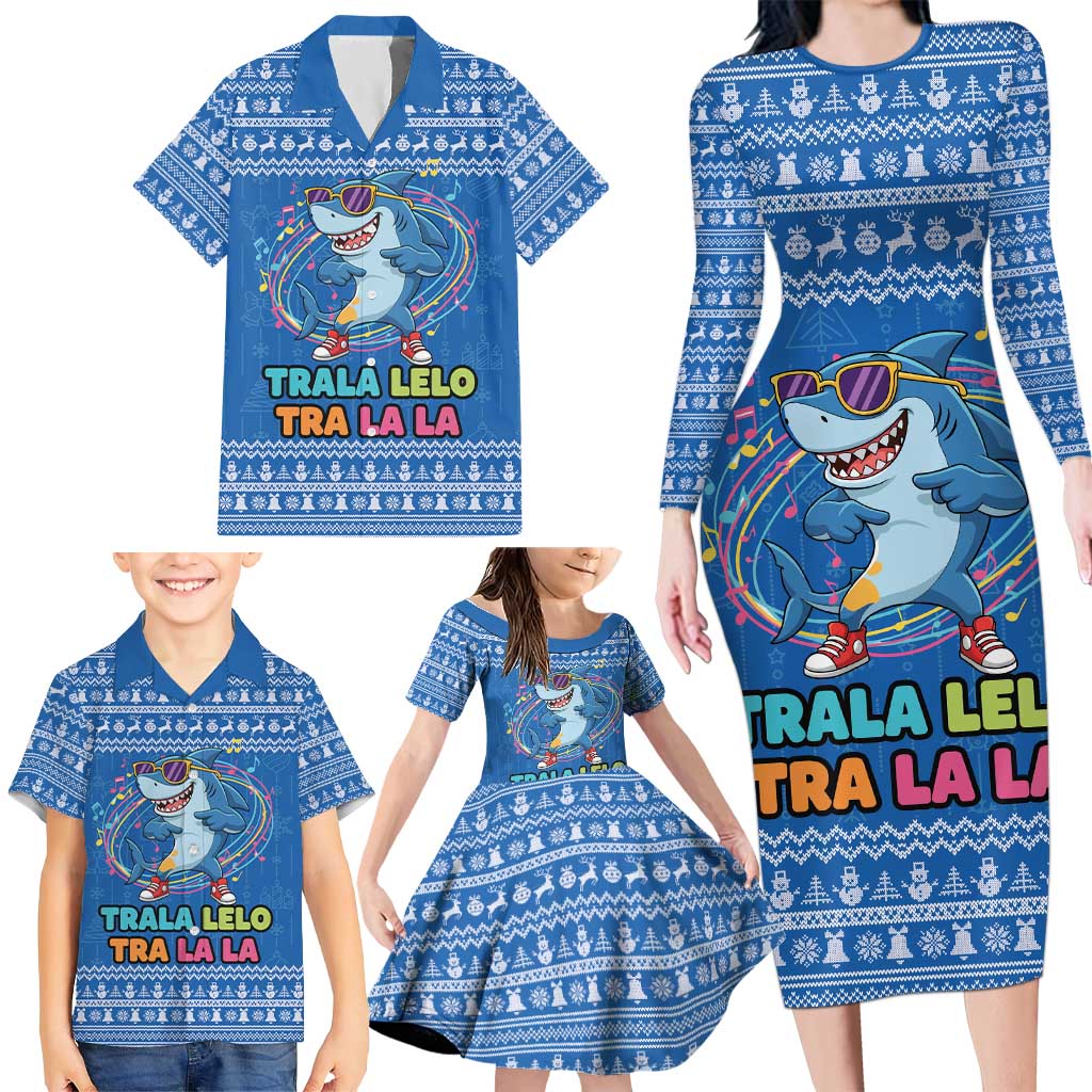 Brainrot Tralalero Tralala Shark Family Matching Long Sleeve Bodycon Dress and Hawaiian Shirt Christmas Funny - Wonder Print Shop