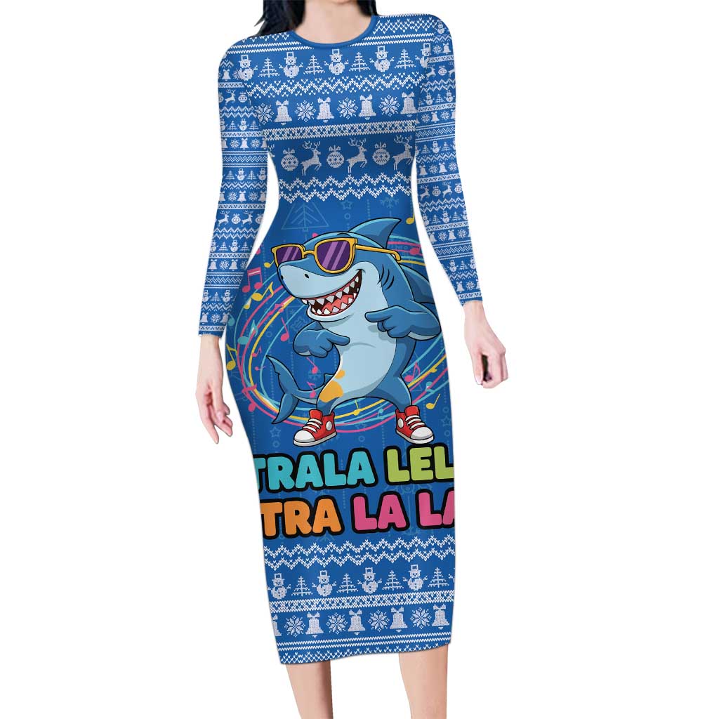 Brainrot Tralalero Tralala Shark Family Matching Long Sleeve Bodycon Dress and Hawaiian Shirt Christmas Funny - Wonder Print Shop