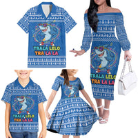 Brainrot Tralalero Tralala Shark Family Matching Off The Shoulder Long Sleeve Dress and Hawaiian Shirt Christmas Funny - Wonder Print Shop