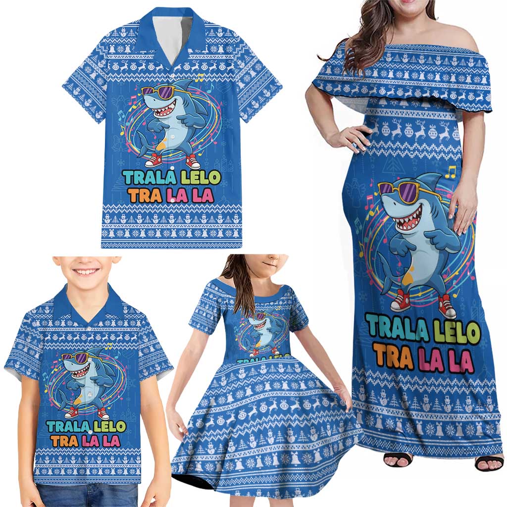 Brainrot Tralalero Tralala Shark Family Matching Off Shoulder Maxi Dress and Hawaiian Shirt Christmas Funny - Wonder Print Shop