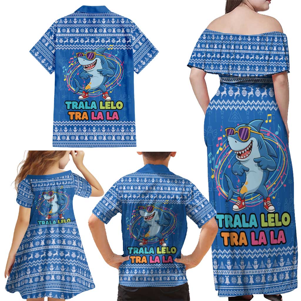 Brainrot Tralalero Tralala Shark Family Matching Off Shoulder Maxi Dress and Hawaiian Shirt Christmas Funny - Wonder Print Shop