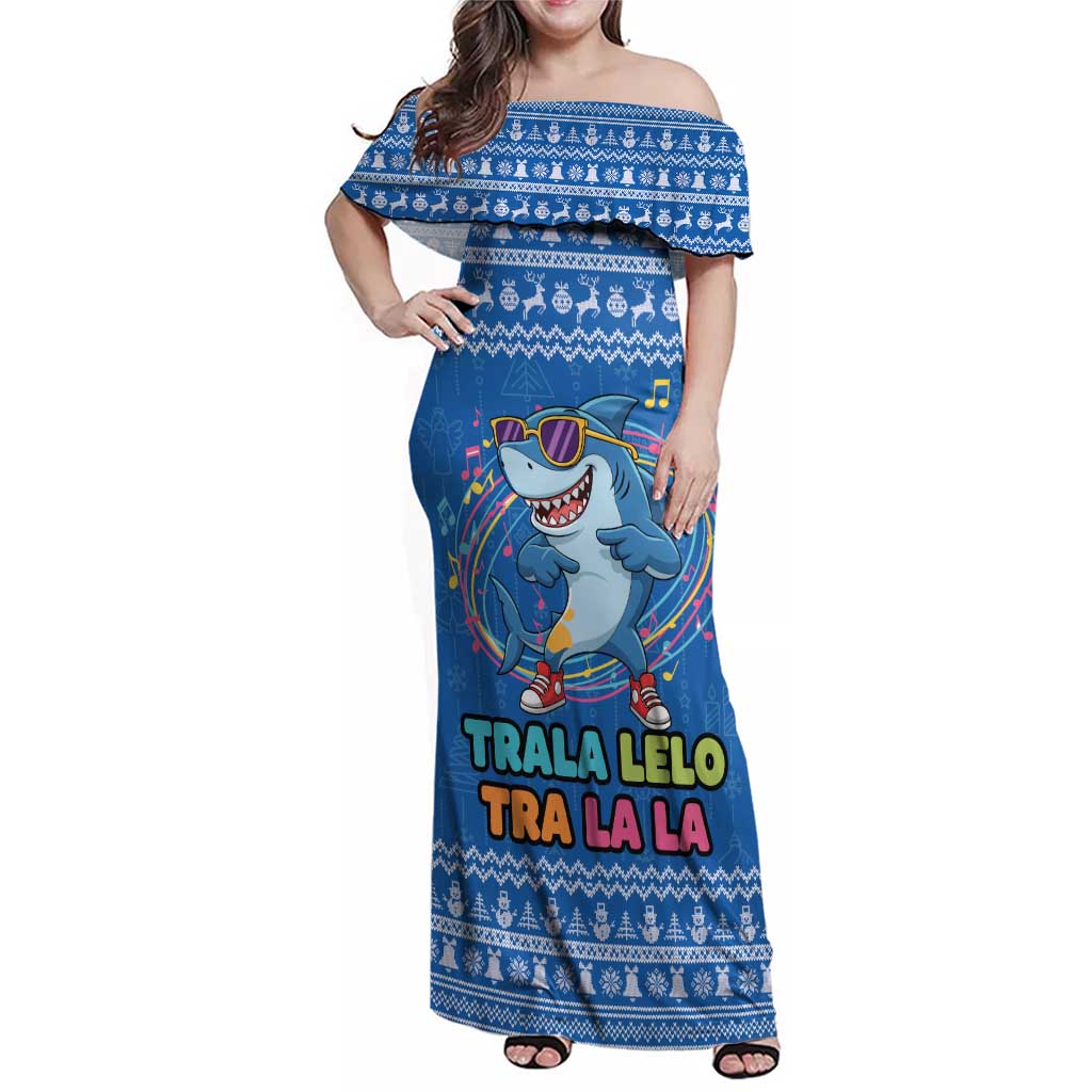 Brainrot Tralalero Tralala Shark Family Matching Off Shoulder Maxi Dress and Hawaiian Shirt Christmas Funny - Wonder Print Shop