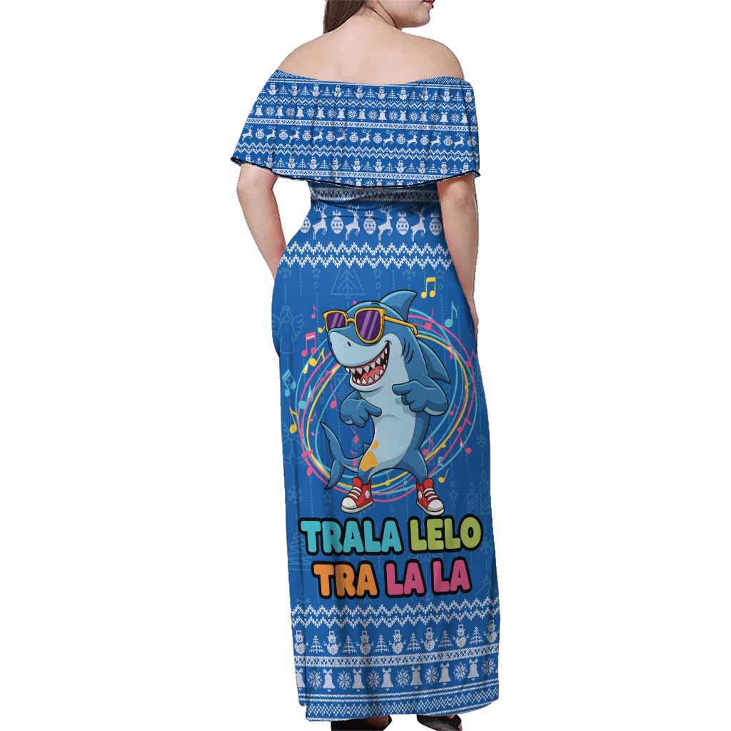 Brainrot Tralalero Tralala Shark Family Matching Off Shoulder Maxi Dress and Hawaiian Shirt Christmas Funny - Wonder Print Shop