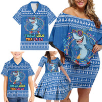 Brainrot Tralalero Tralala Shark Family Matching Off Shoulder Short Dress and Hawaiian Shirt Christmas Funny - Wonder Print Shop