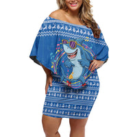 Brainrot Tralalero Tralala Shark Family Matching Off Shoulder Short Dress and Hawaiian Shirt Christmas Funny - Wonder Print Shop