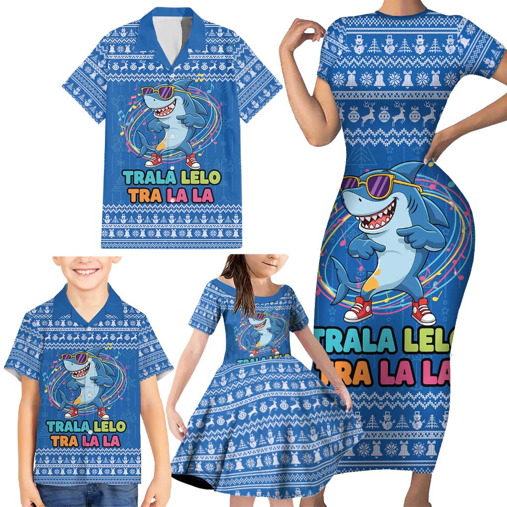 Brainrot Tralalero Tralala Shark Family Matching Short Sleeve Bodycon Dress and Hawaiian Shirt Christmas Funny - Wonder Print Shop