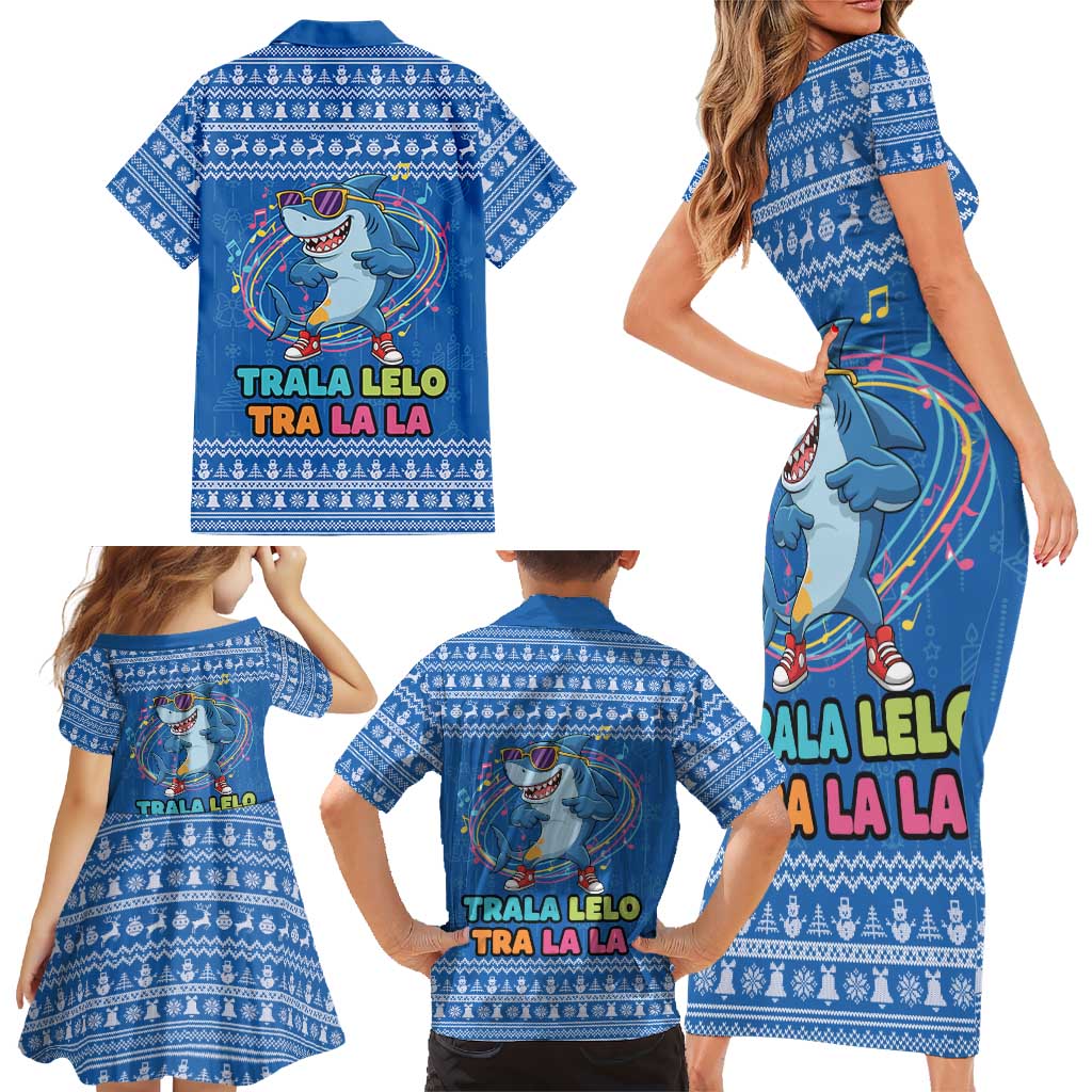 Brainrot Tralalero Tralala Shark Family Matching Short Sleeve Bodycon Dress and Hawaiian Shirt Christmas Funny - Wonder Print Shop