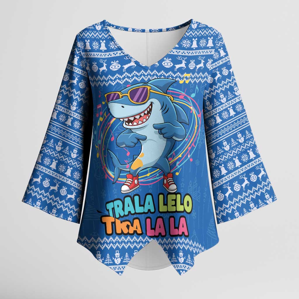 Brainrot Tralalero Tralala Shark Kimono Sleeve Blouse Christmas Funny - Wonder Print Shop