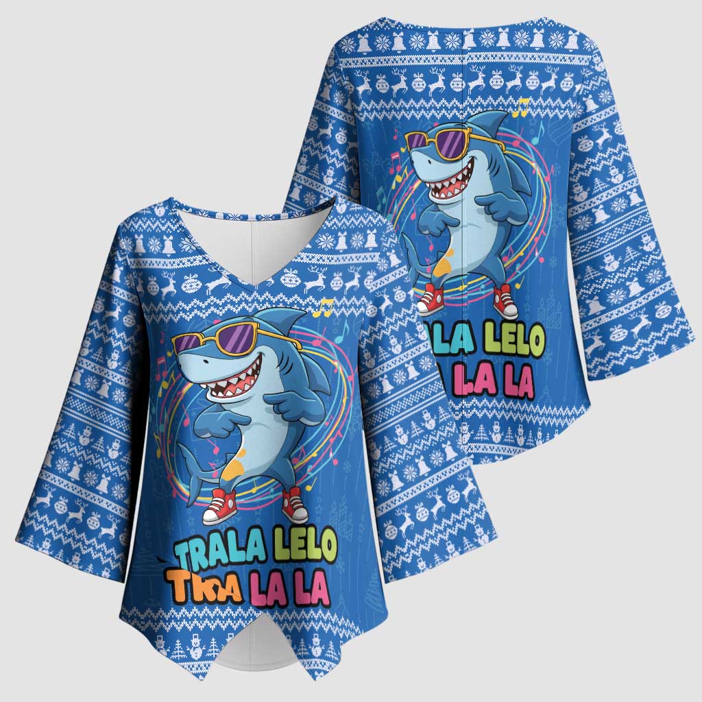 Brainrot Tralalero Tralala Shark Kimono Sleeve Blouse Christmas Funny - Wonder Print Shop