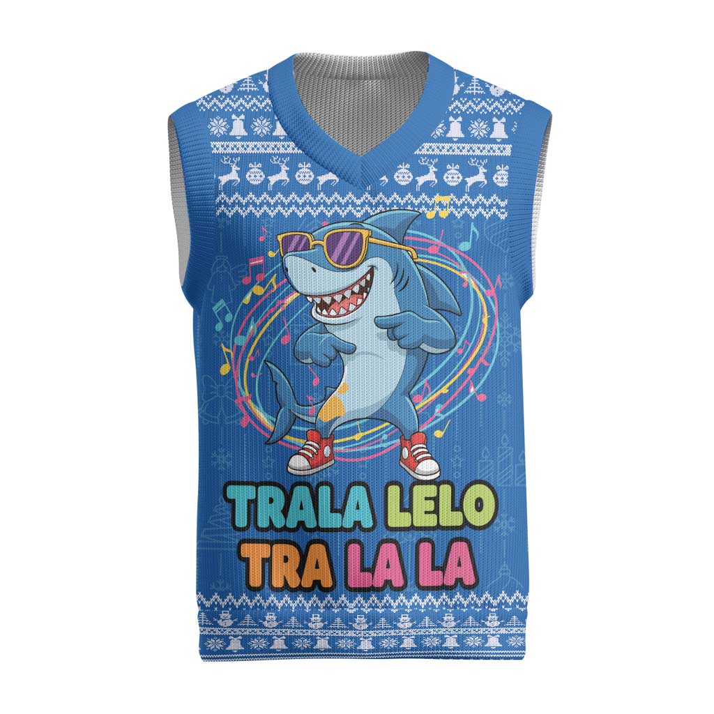 Brainrot Tralalero Tralala Shark Christmas Knitted V-Neck Vest Christmas Funny - Wonder Print Shop
