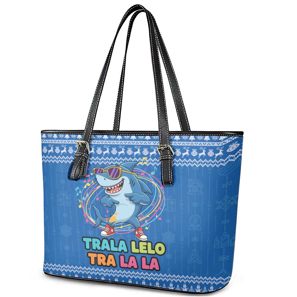 Brainrot Tralalero Tralala Shark Leather Tote Bag Christmas Funny - Wonder Print Shop