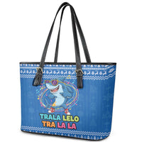 Brainrot Tralalero Tralala Shark Leather Tote Bag Christmas Funny - Wonder Print Shop