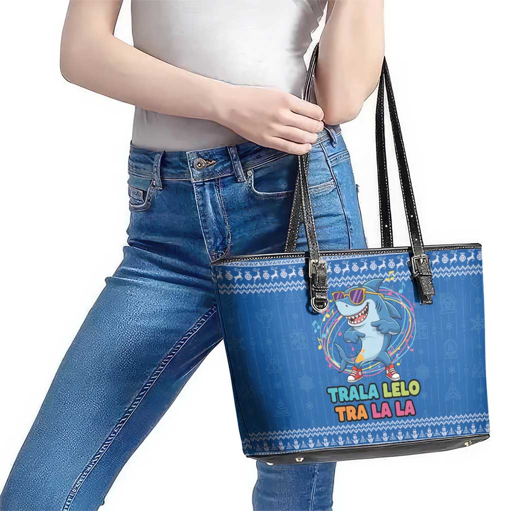 Brainrot Tralalero Tralala Shark Leather Tote Bag Christmas Funny - Wonder Print Shop