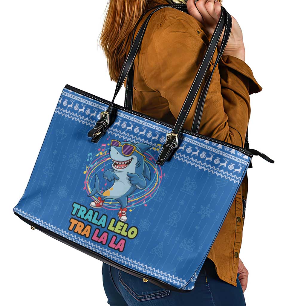Brainrot Tralalero Tralala Shark Leather Tote Bag Christmas Funny - Wonder Print Shop