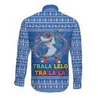Brainrot Tralalero Tralala Shark Long Sleeve Button Shirt Christmas Funny - Wonder Print Shop