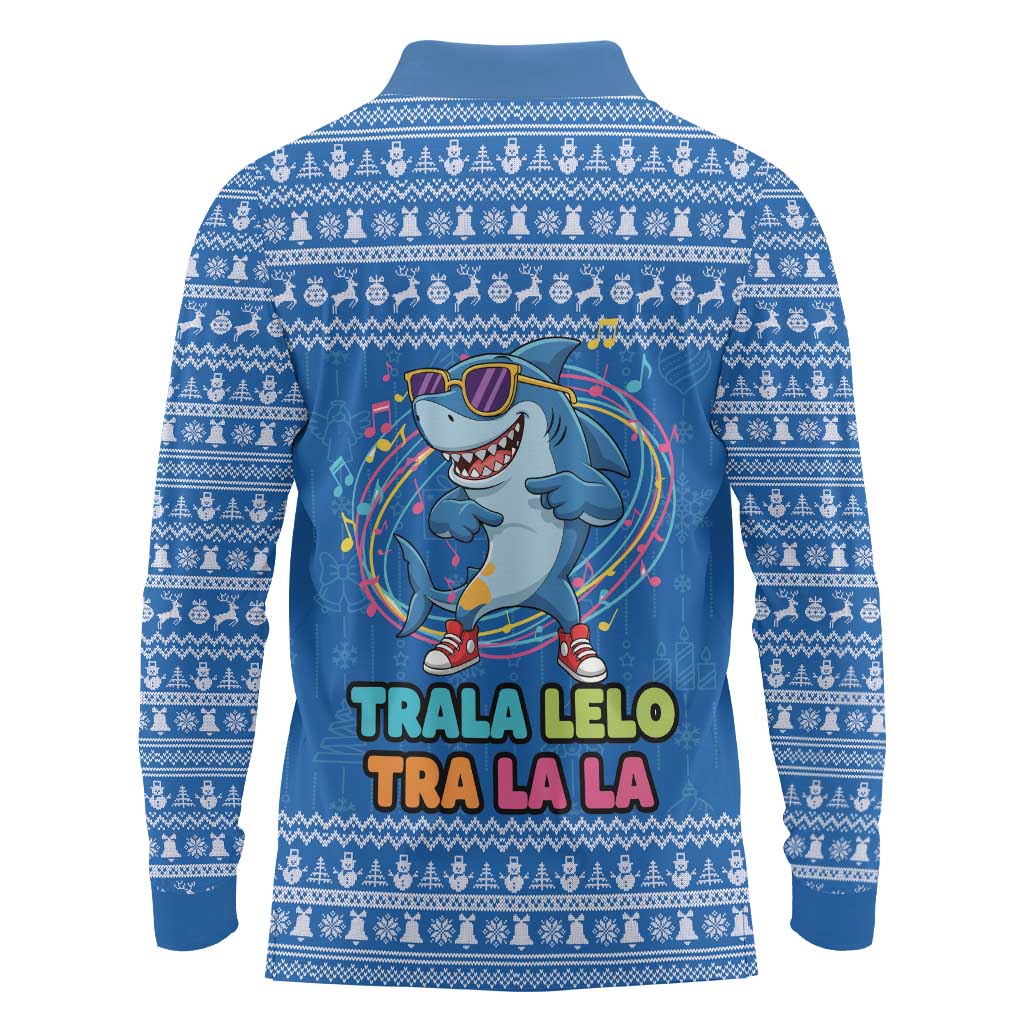 Brainrot Tralalero Tralala Shark Long Sleeve Polo Shirt Christmas Funny - Wonder Print Shop