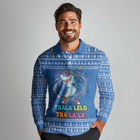 Brainrot Tralalero Tralala Shark Long Sleeve Polo Shirt Christmas Funny - Wonder Print Shop