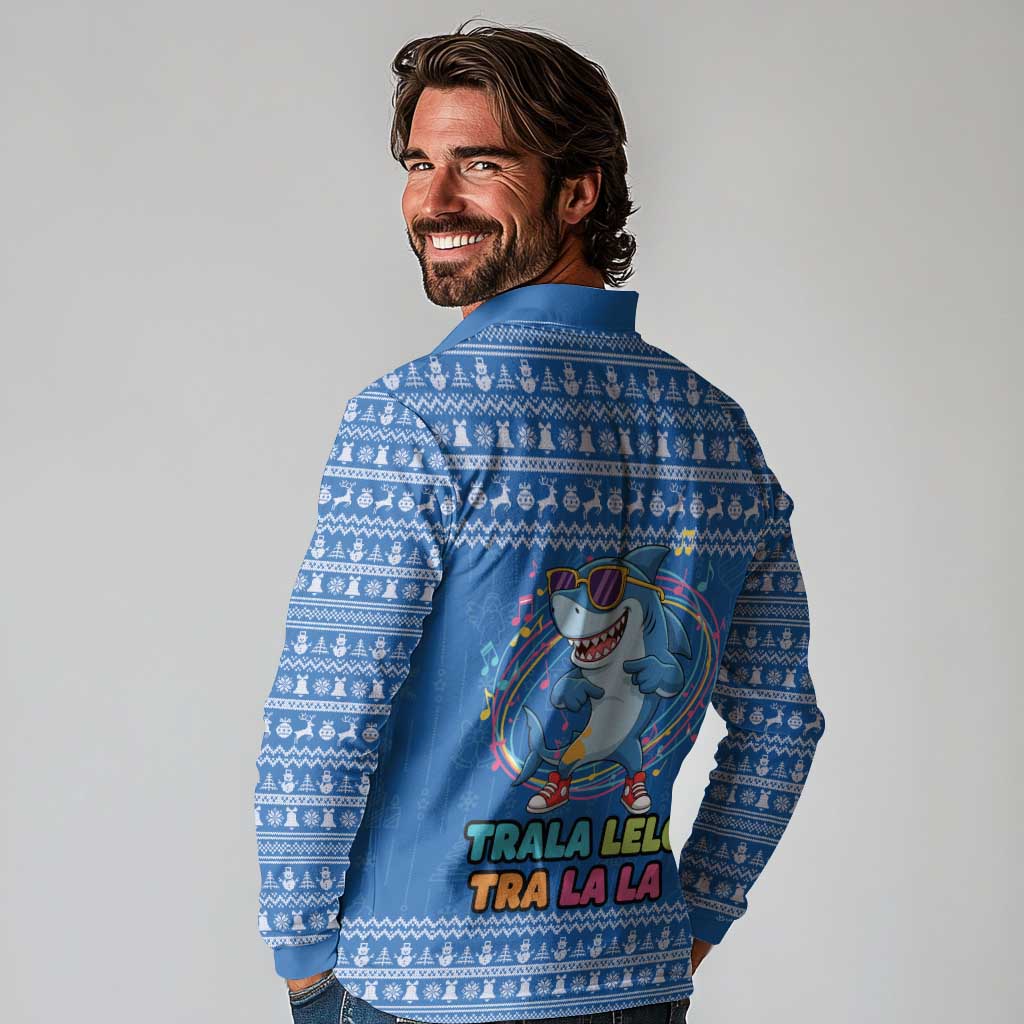 Brainrot Tralalero Tralala Shark Long Sleeve Polo Shirt Christmas Funny - Wonder Print Shop