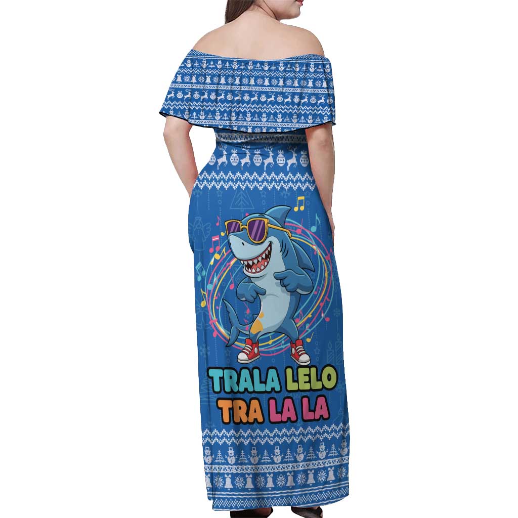Brainrot Tralalero Tralala Shark Off Shoulder Maxi Dress Christmas Funny - Wonder Print Shop