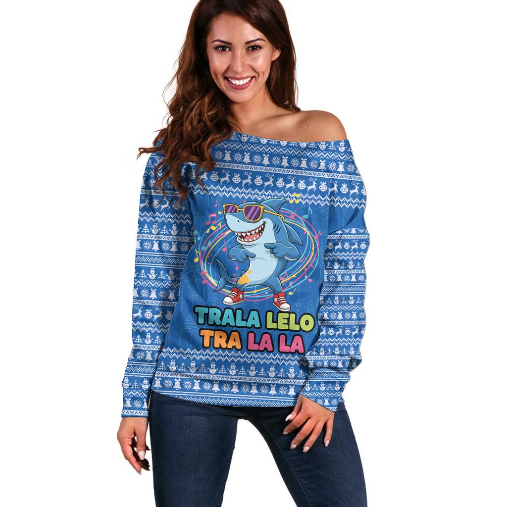 Brainrot Tralalero Tralala Shark Off Shoulder Sweater Christmas Funny - Wonder Print Shop